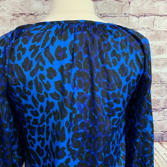 Saks Fifth Avenue Black Blue Animal Print Blouse - Picture 8 of 14